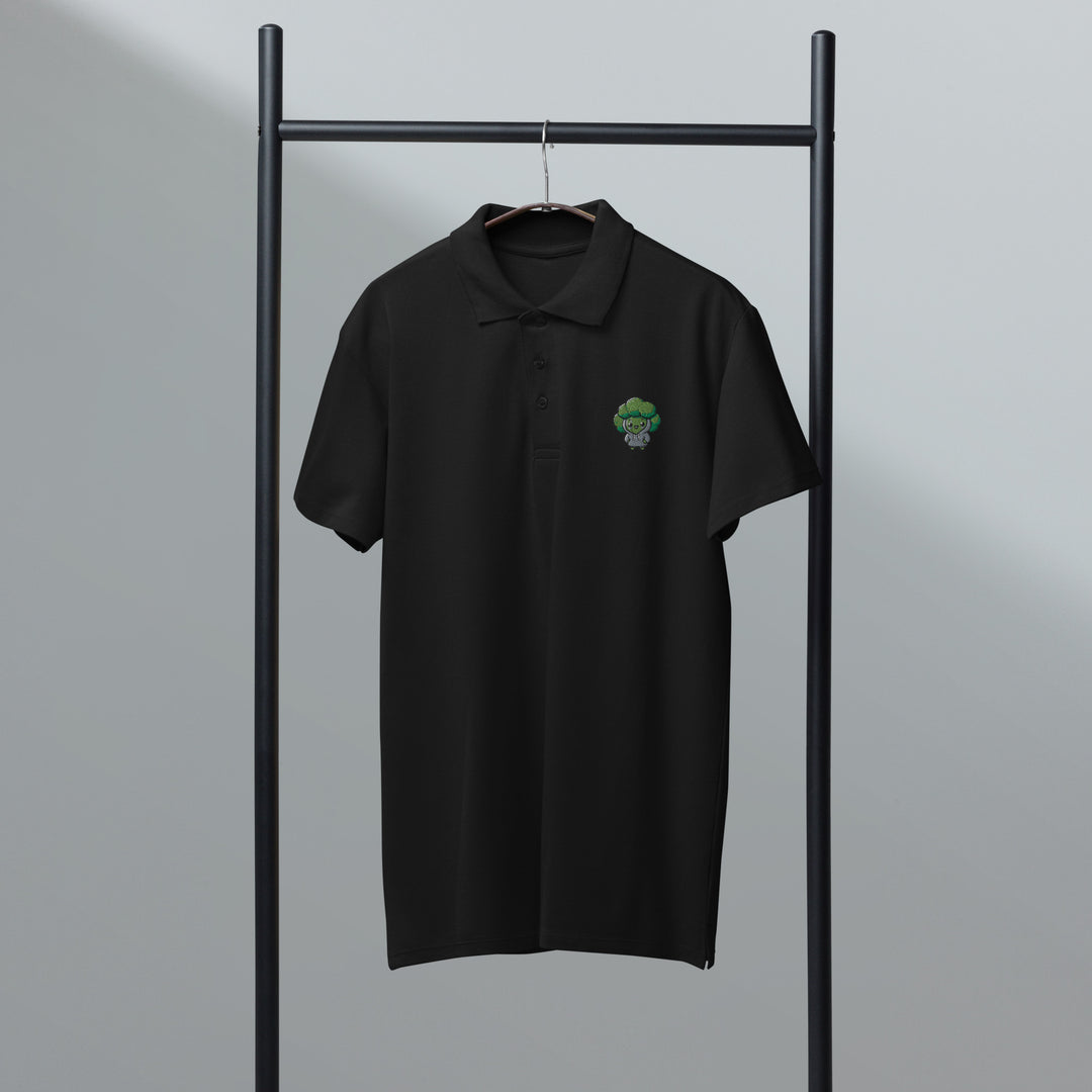 TheVeggieClub Broccoli Polo Zwart - Voorkant