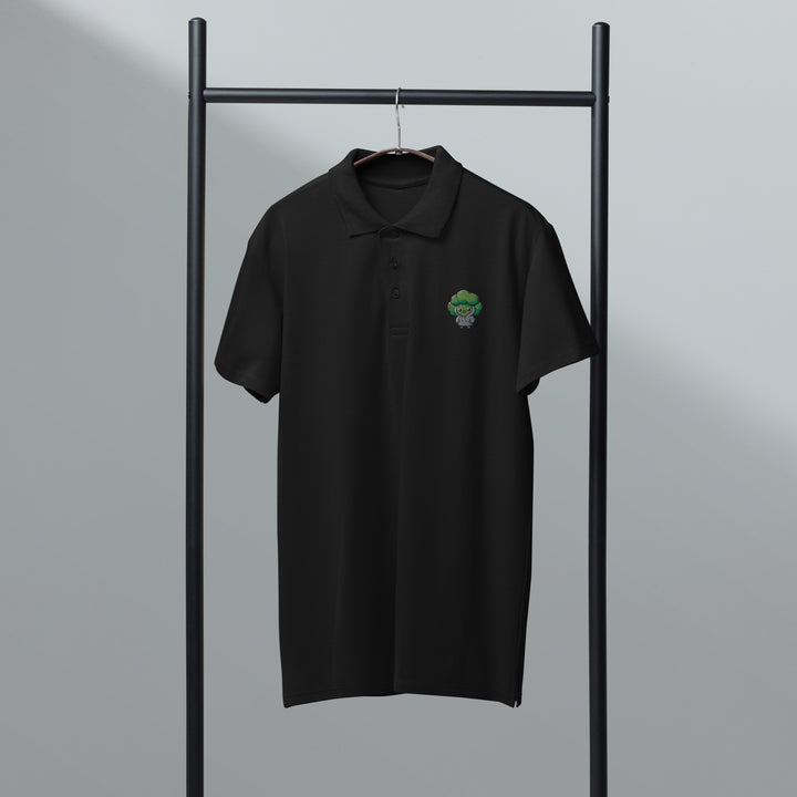 TheVeggieClub Broccoli Polo Zwart - Voorkant