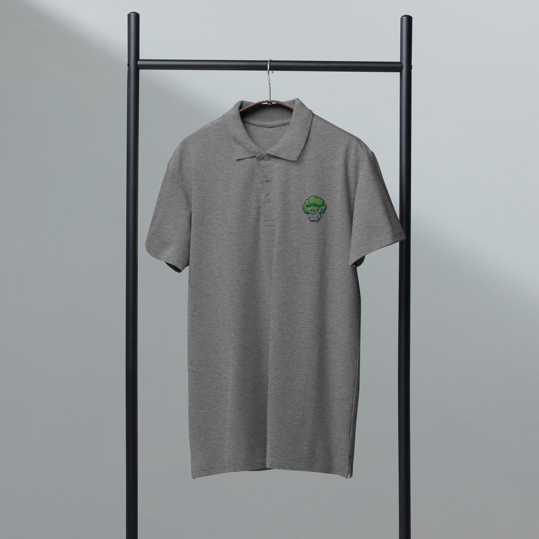 TheVeggieClub Broccoli Polo Lichtgrijs - Voorkant