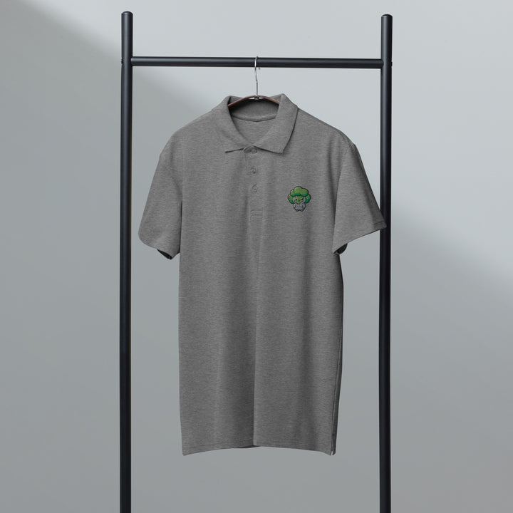 TheVeggieClub Broccoli Polo Lichtgrijs - Voorkant