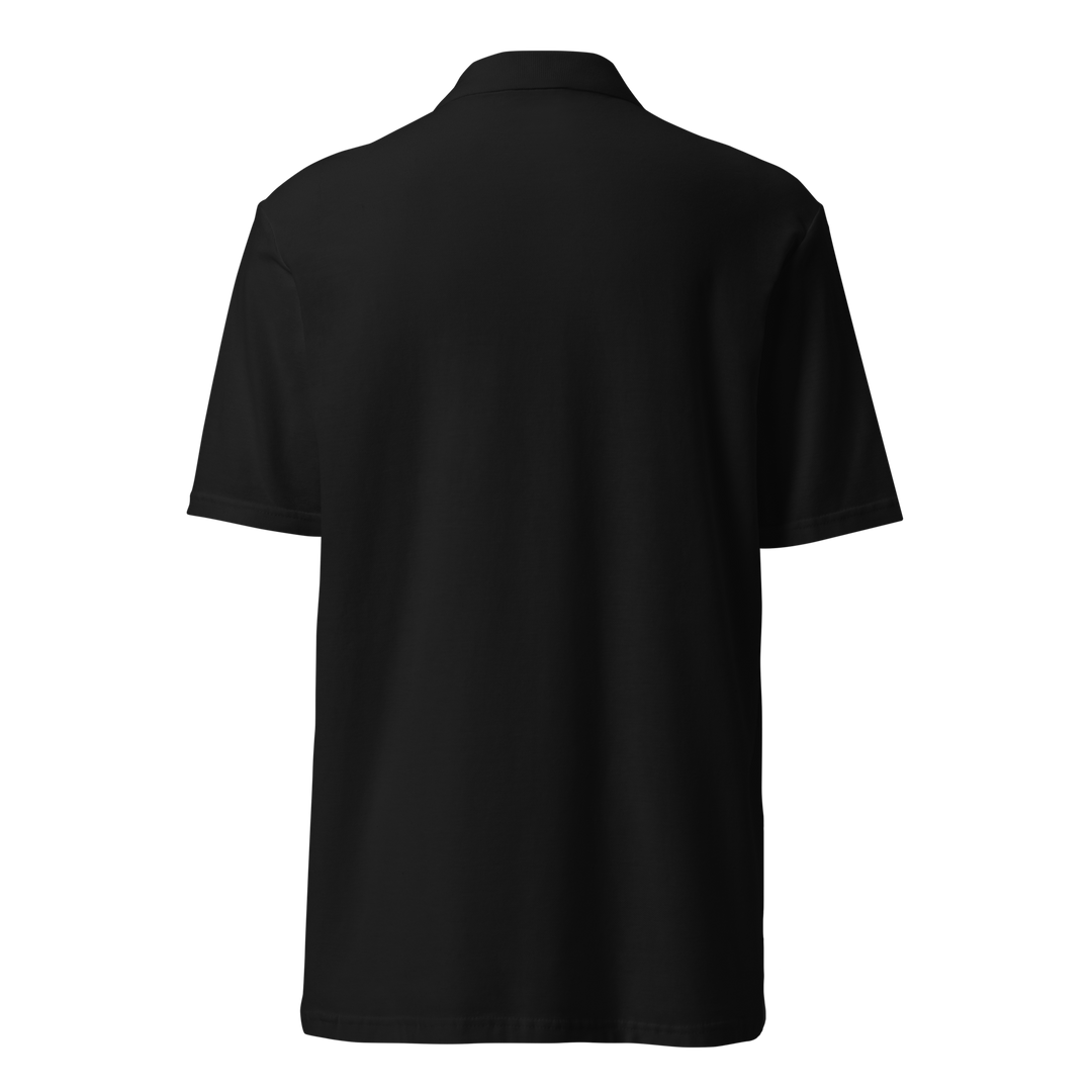 TheVeggieClub Duurzame Heren Fashion – Basic Piqué Poloshirt met geborduurd Broccoli logo B03 – Zwart achterkant