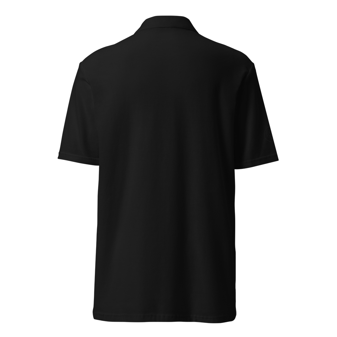 TheVeggieClub Duurzame Heren Fashion – Basic Piqué Poloshirt met geborduurd Broccoli logo B01 – Zwart achterkant