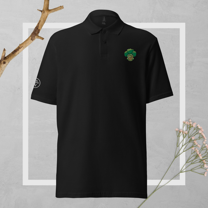 TheVeggieClub Duurzame Heren Fashion – Basic Piqué Poloshirt met geborduurd Broccoli logo B26 – Zwart voorkant