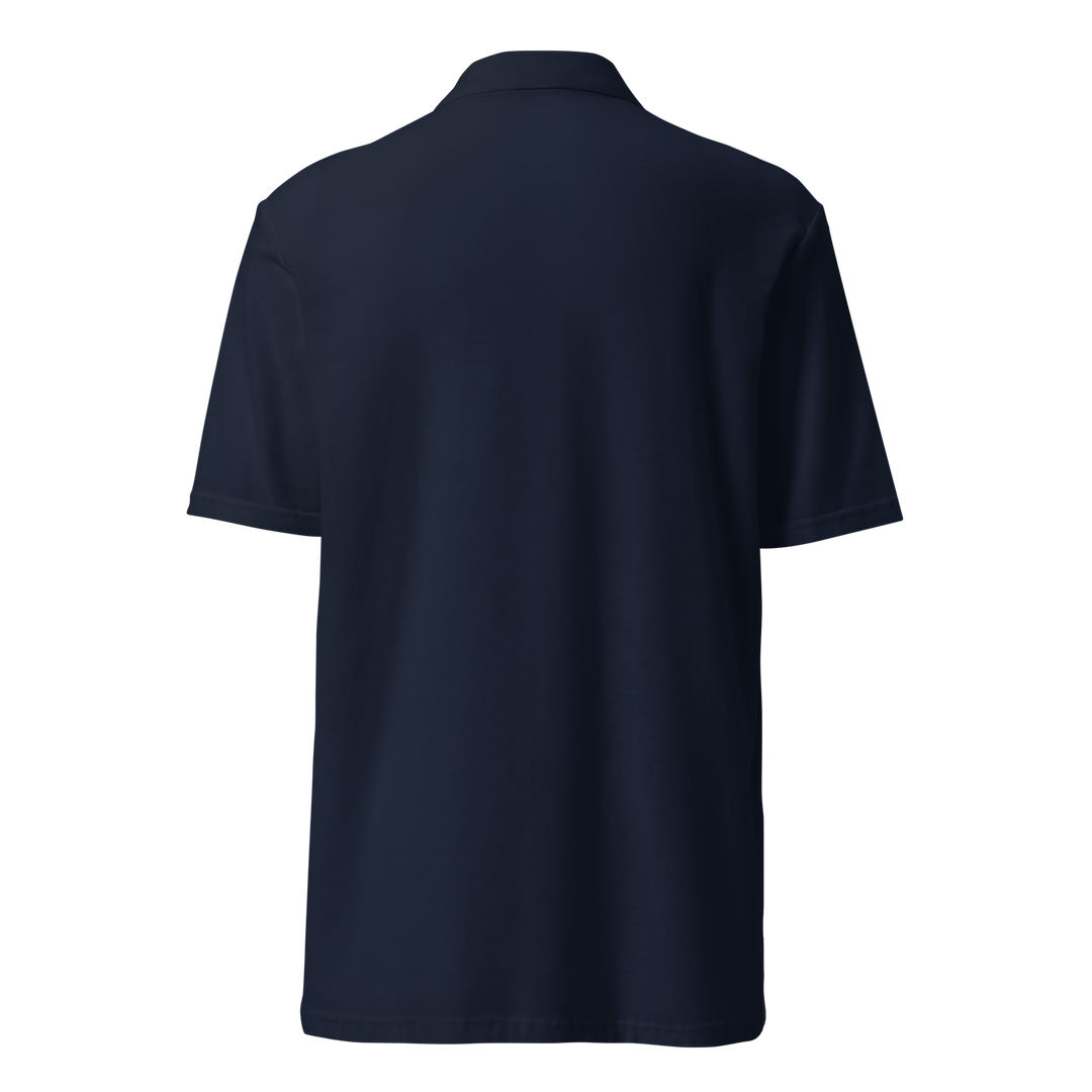 TheVeggieClub Duurzame Heren Fashion – Basic Piqué Poloshirt met geborduurd Broccoli logo B03 – Navy achterkant