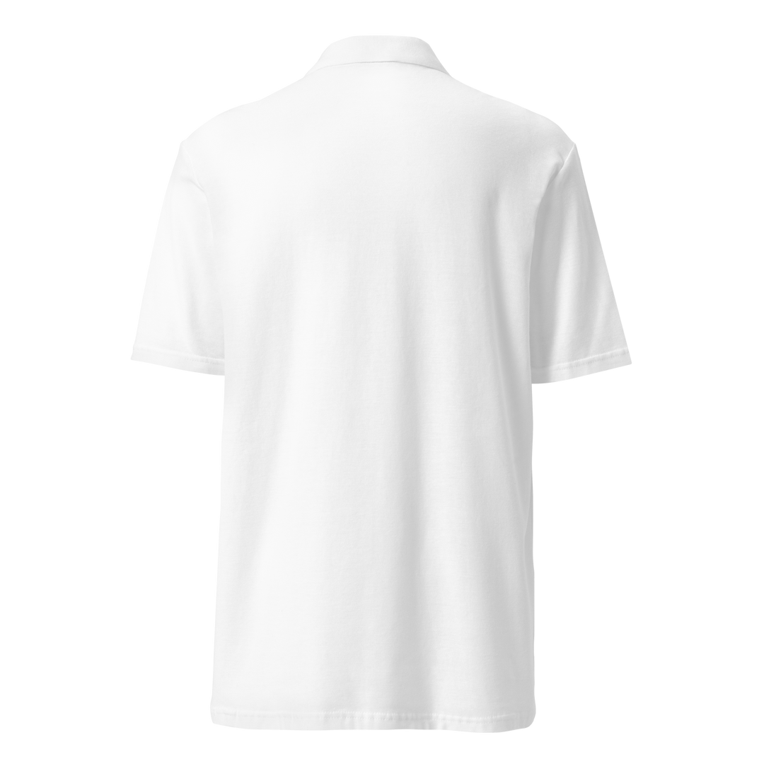 TheVeggieClub Duurzame Heren Fashion – Basic Piqué Poloshirt met geborduurd Broccoli logo B03 – Wit achterkant