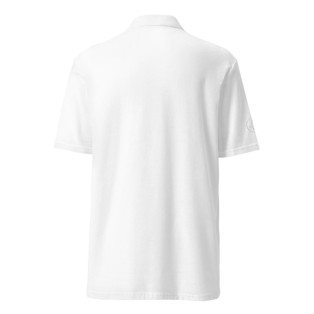TheVeggieClub Duurzame Heren Fashion – Basic Piqué Poloshirt met geborduurd Broccoli logo B20 – Wit achterkant